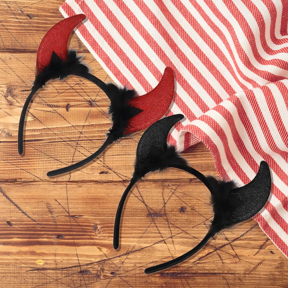 QIKEJI Halloween Devil Headbands for Kids, Stylish Devil Design, Fun Halloween Headbands for Kids and Toddlers, Perfect for Parties, Cosplay, and