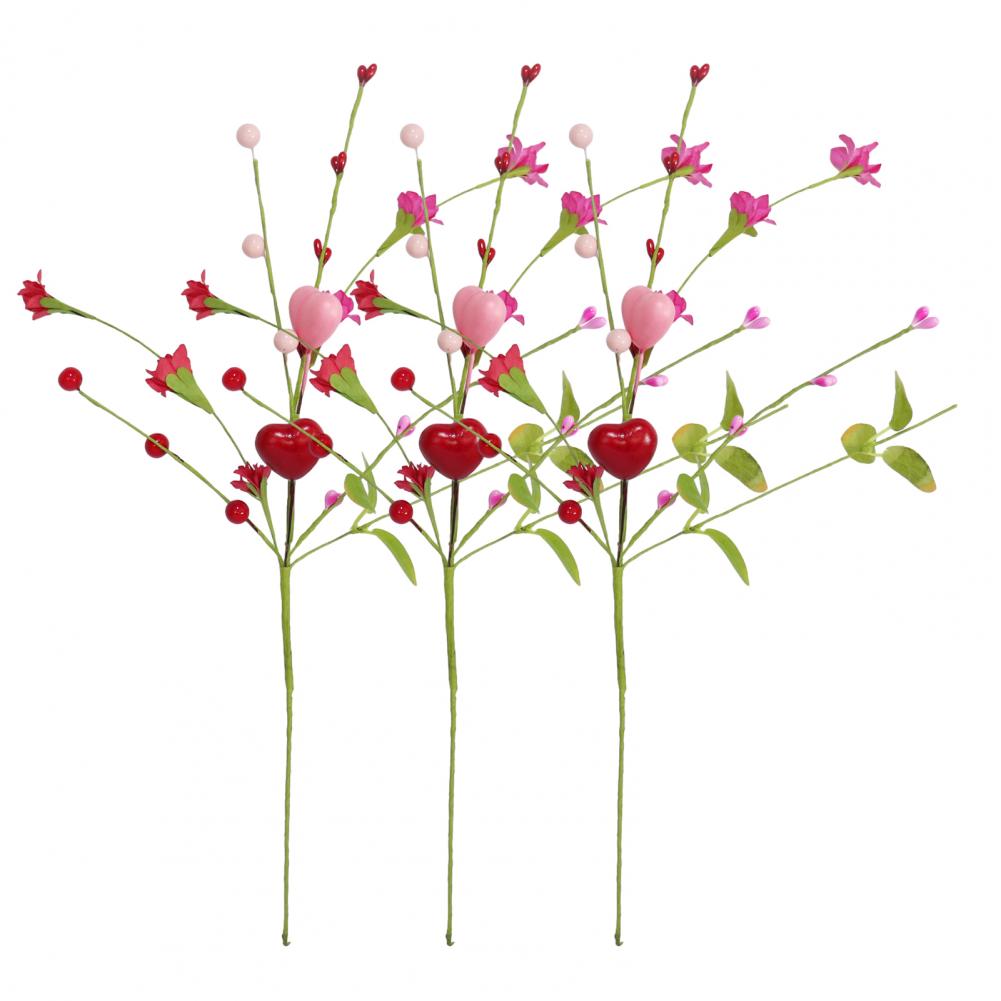 Valentine's Day Artificial Berry Stems Pink Red Heart Shaped Berry Picks for Valentine Day Wedding Party Anniversary Home Decor