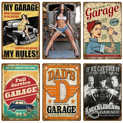 Metallschild für Garage, Hausplakette, Metallplakat, Blechschild, Wandposter, Vintage-/Retro-Stil, ästhetisches Raumdekor, Wandkunst, Dekoration