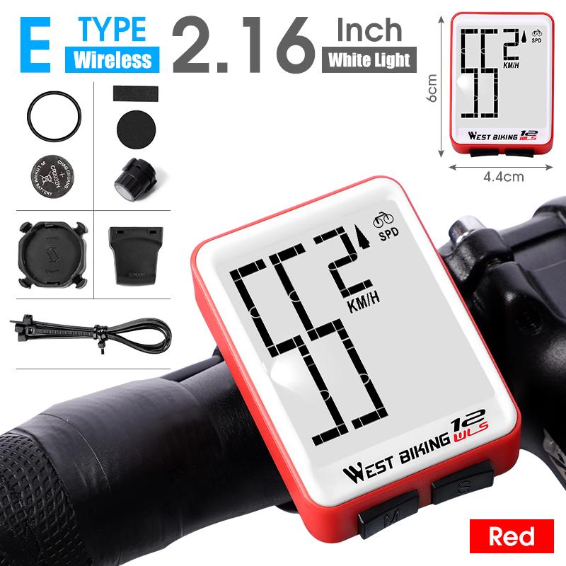 WEST BIKING Wireless Bicycle Computer Backlight Waterproof Odometer 4 Colors Cycling Stopwatch MTB Road Bike Digital Speedometer