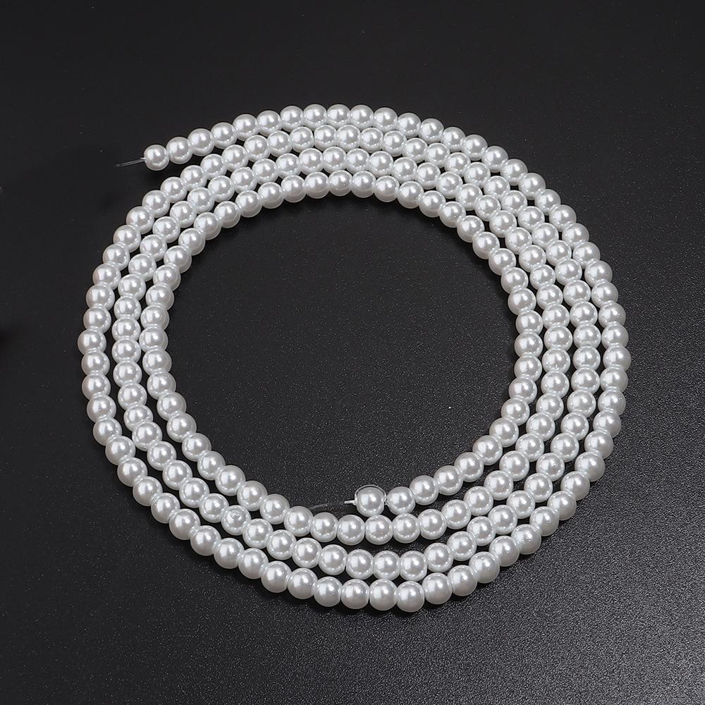 

1Strand 4/6/8/10mm White Glass Imitation Pearl Shell Beads Round Loose Bead For Jewelry Making DIY Bracelet Necklace Accessories