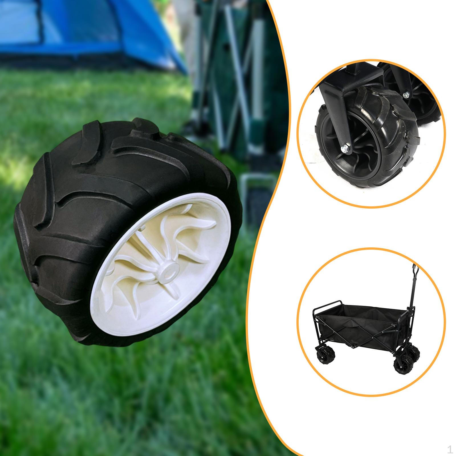 

Цельное колесо для пляжной тележки, Универсально портативное, Запасные части, Тележка, Складное, Кемпинг, White Black