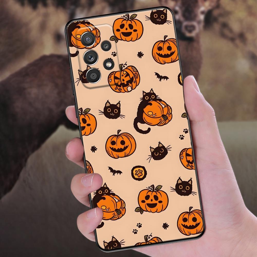 Happy Halloween Cat Pumpkin Phone Case A56 5G For Samsung Galaxy A56 A55 A36 A26 A16 A54 A52 A35 A34 A25 A21S A15 A06 Soft Cover