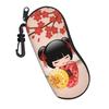 Kawaii Cartoon Glasses Case Sakura Kokeshi Doll  Accessories  Zipper  Glasses Storage Box Anti-Pressure Sunglasses Box