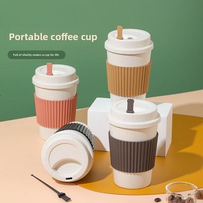NEW Portable Coffee Cup for Office & Students - Leak-Proof Insulated Travel Mug, Breakfast Cup with Handle & Anti-Slip Design
