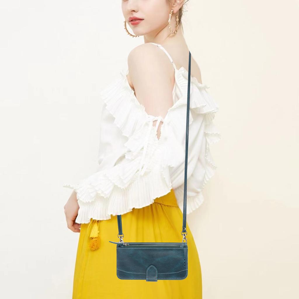 For Samsung Galaxy A57 5G Case Zipper Pocket Leather Phone Cover with Crossbody Shoulder Strap