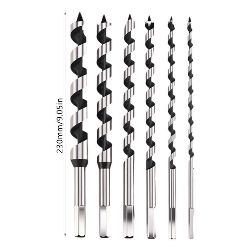 Pack of 6 Extended Shank Wood Boring Drill Bit for Thick Door and Boards Full of durability Steel Construction Anti Jamming Design