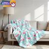 1 Stück Tropischer Flamingo & Palmenblatt-Print Flanelldecke - Zartrosa & Türkisblau Ganzjahres-Kuscheldecke, Leichte Bettdecke