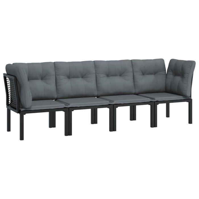 VidaXL Salon de Jardin 4 pcs, Chaises avec Dossier, Ensemble de Meubles, Mobilier de Patio Terrasse Extérieur, Noir et Gris 362802