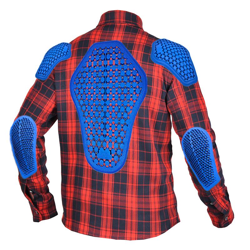 motorcycle Riding Suit Casual Retro Four Season Kevlar Motorcycle Checkered Shirt Anti Fall Assault Suit