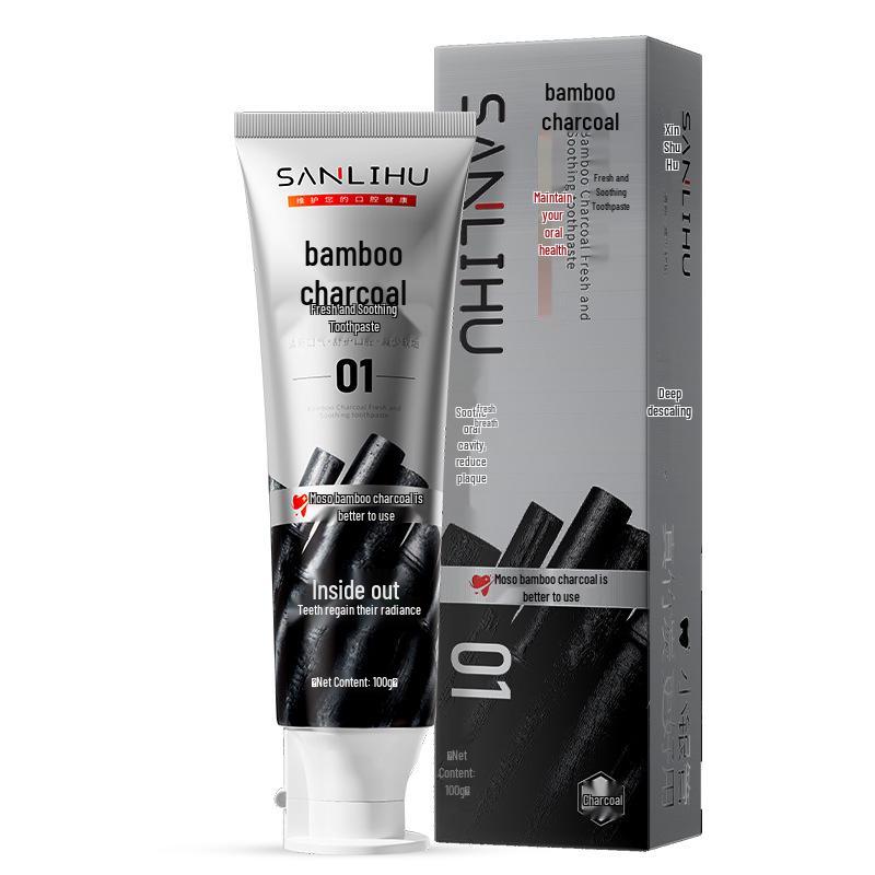 Bamboo Charcoal Mint Toothpaste: Cleans Stains, Whitens Teeth, and Freshens Breath.