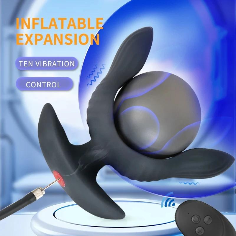 Inflatable Butt Plug Anal Vibrator Prostate Massager Vaginal Dilator G Spot Expansion Stimulator 10-Frequency Vibration Sex Toys Insert Vibrating Egg