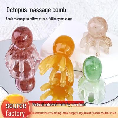 Oktopus-Kopfhautmassagegerät: Tragbarer Acht-Zinken-Breitzahnkamm für Meridian-Therapie und Gua Sha.