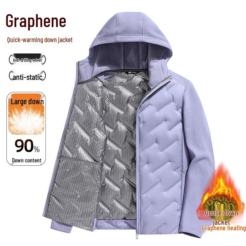Men's & Women's Hooded Graphene Down Jacket - 90% Goose Down, Lightweight, Fashionable, Warm, Casual Couple Style for Autumn/Winter