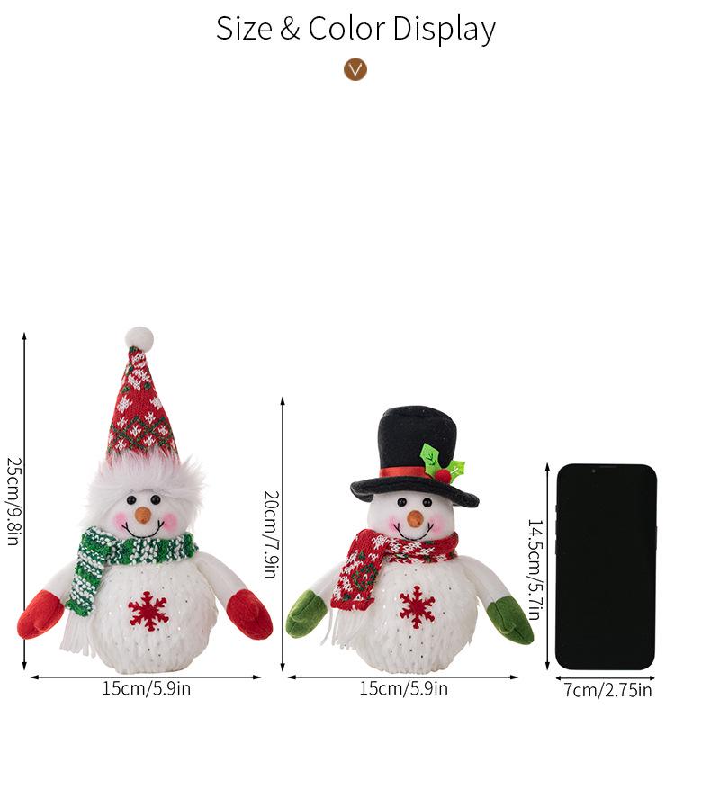 New Luminous Snowman Ornament with Lights – Christmas Snowflake Figurine, Ideal Holiday Gift for Children