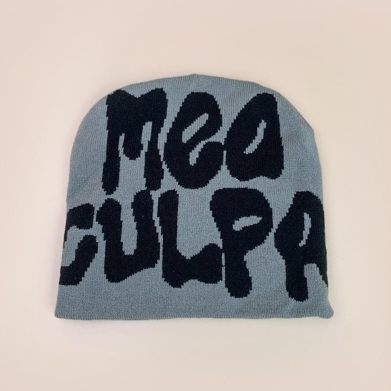 Cross-Border Wind Letter Jacquard Knitted Hat For Men And Women, Warm Contrasting Color, Hip-Hop Street Pullover Hat