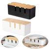 Cable Management Box with Bamboo Lid 7 Holes Plug Board Organizer Multi-functional Plastic Power Cord Stripe Storage Tidy Box