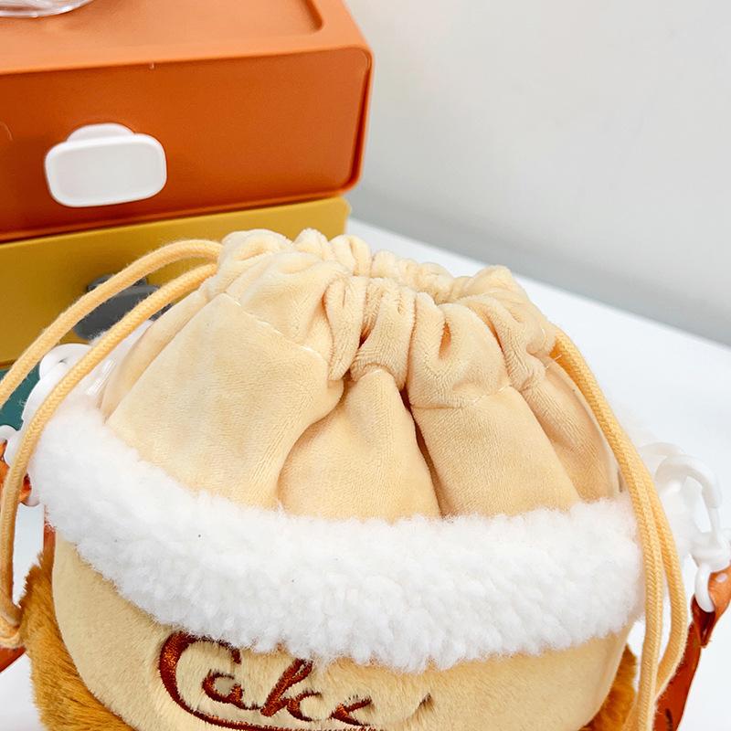 Cute cake plush bag creative storage bag girl change mobile phone bag children