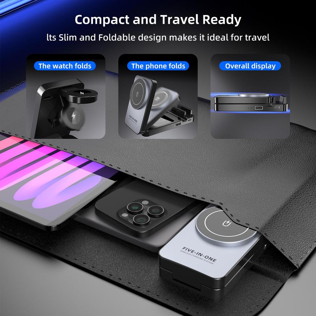 Magnetic Wireless Charger Stand for Phone, Watch & Earbuds - All-in-One Fast Charging Dock