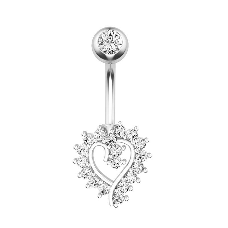 Europeiska och amerikanska New Aaa Peach Heart Zirkon Navel Ring Dripping Oil Bokstav Navel Nagel Piercing Smycken 