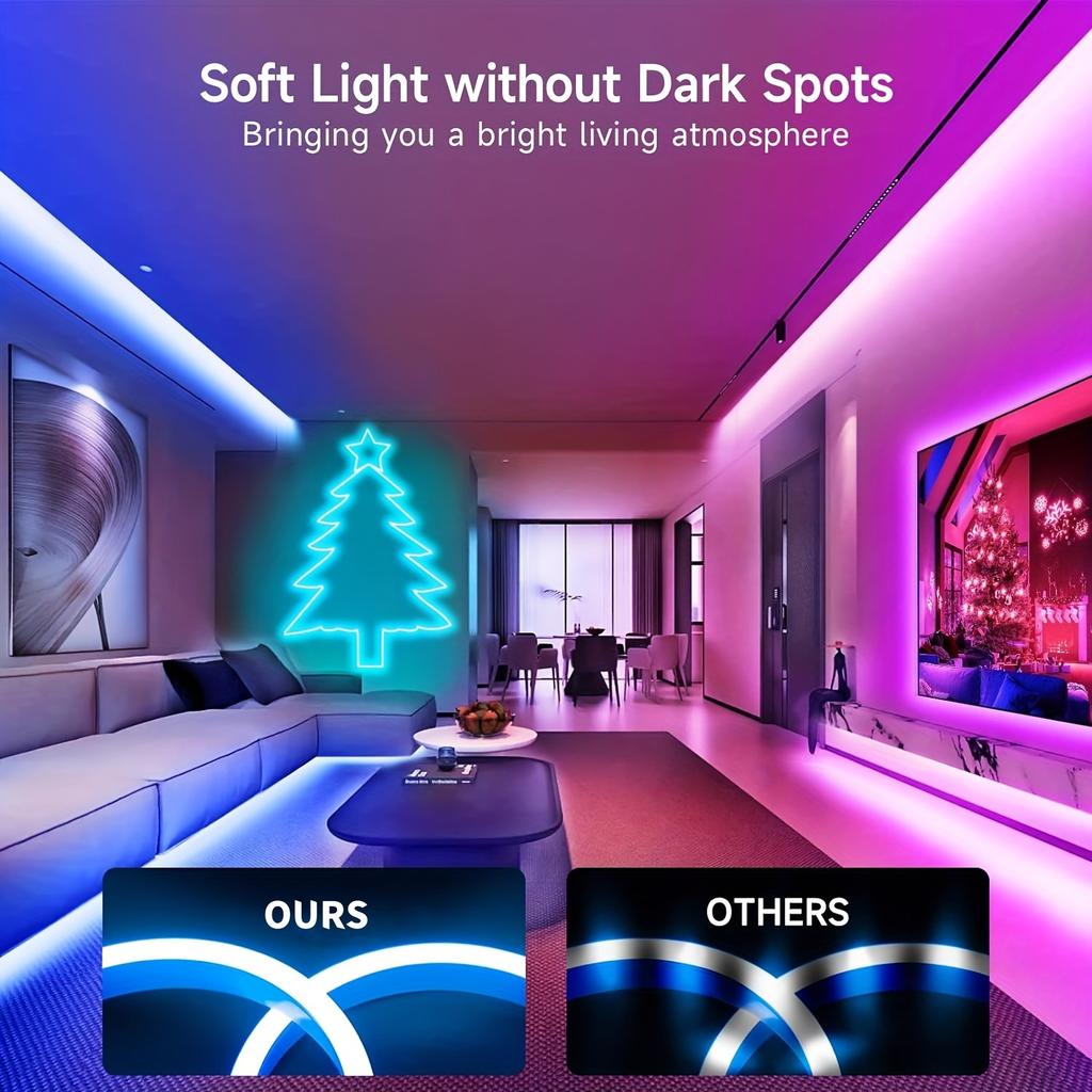 Flexible RGB Neon 24V LED Strip Lights with APP Control,Dimmable,Timed,Music Sync and Color Change Effect For Home Party Decor