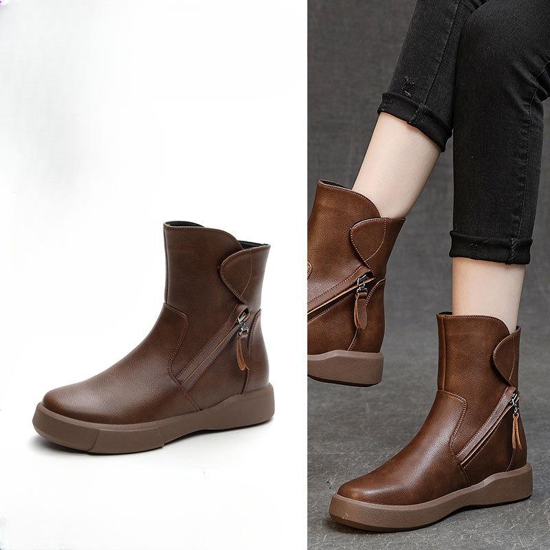 Versatile Boots Women's Shoes Retro Thick-soled Ankle Boots Breathable and Anti-slip Boots