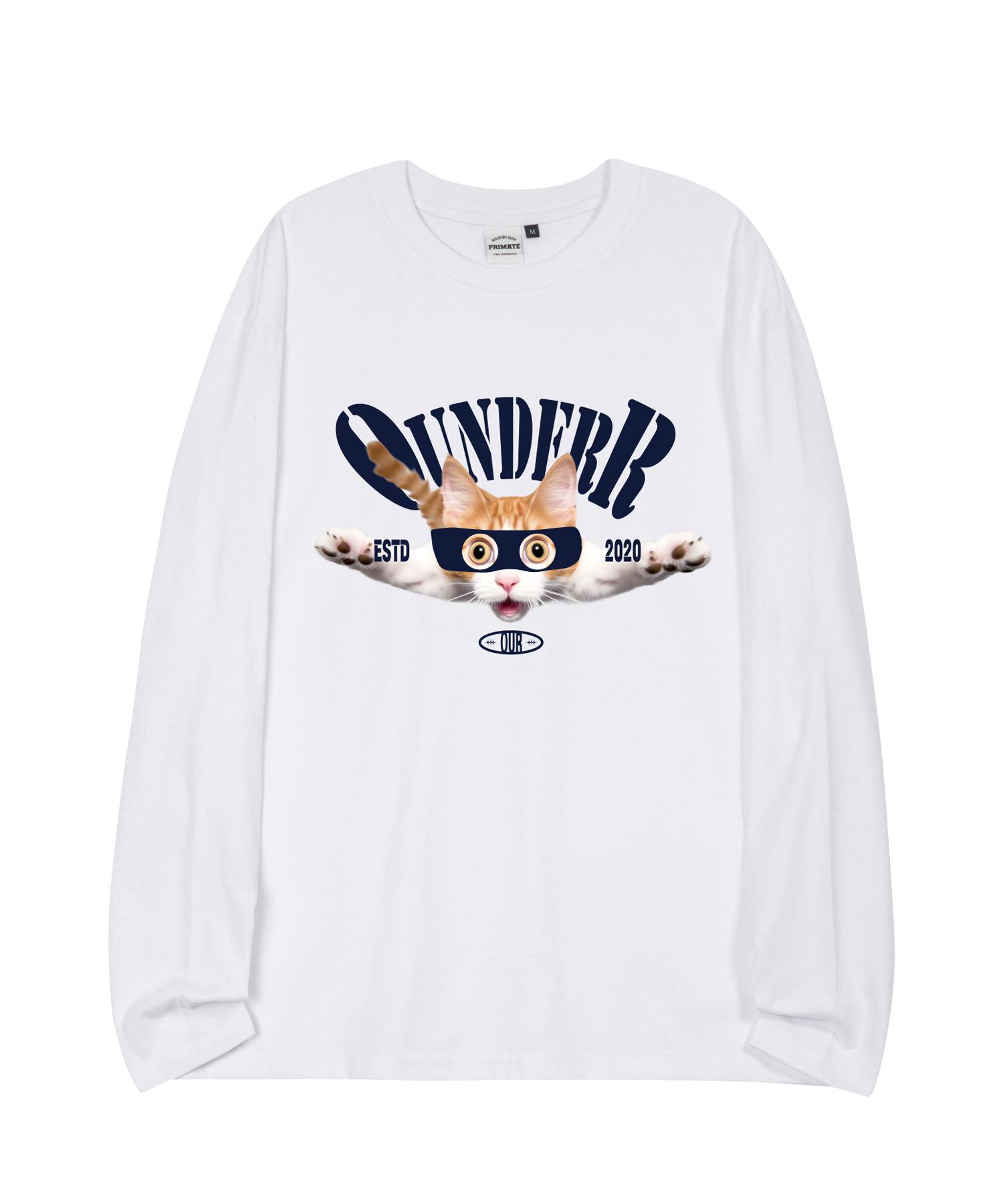 O Under R Happy Cat Oversized Long Sleeve 4 Colors White/M