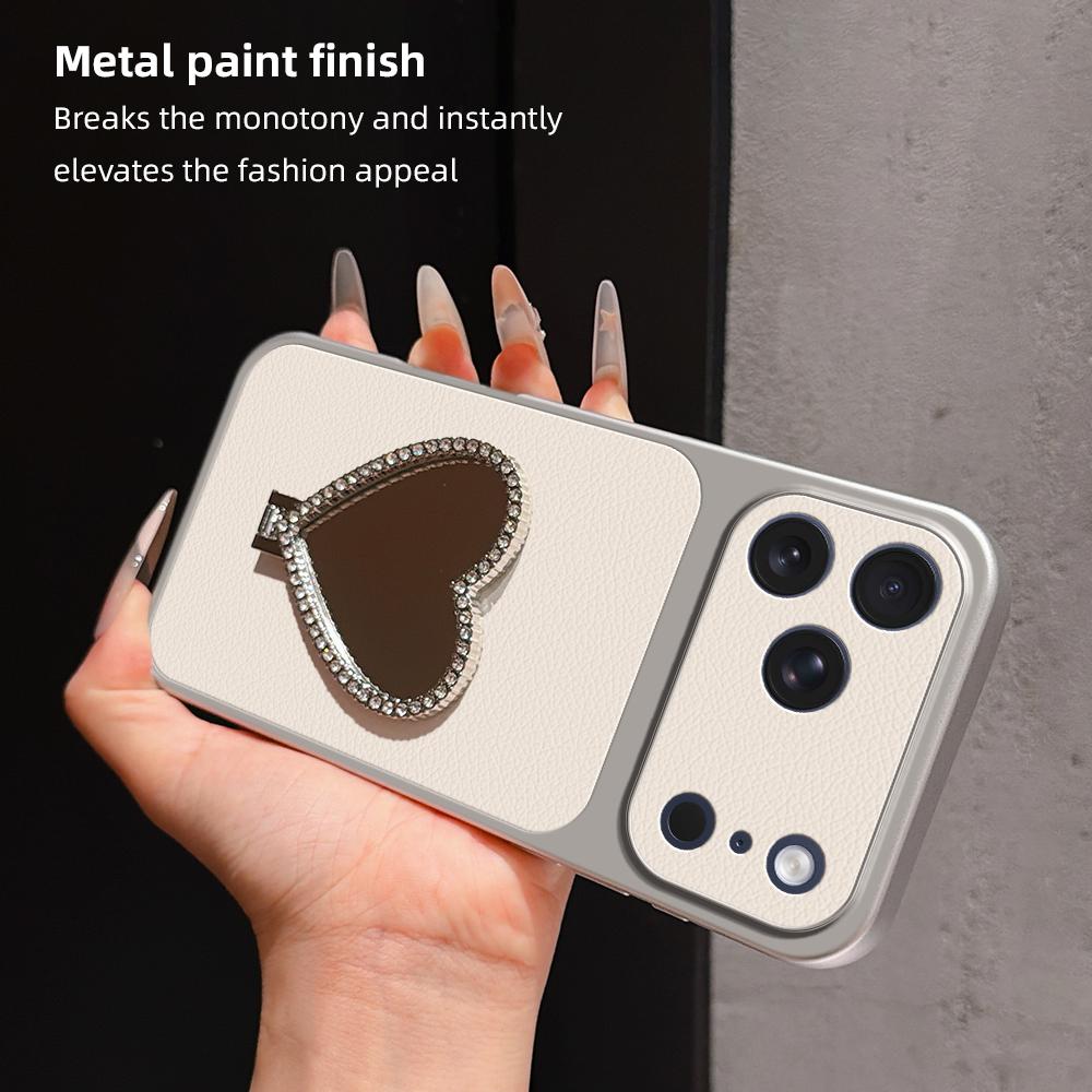 Phone Case For RedMi 15 15C 14C 13 13C 12 12C 10C 9C 9A 9 4G 5G with Heart-Shaped Mirror Kickstand Cover