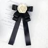 Camellia Flower Brooches Balck Bow Lapel Pins For Women Corsage Shirt Scarf Buckle Badge Accessories