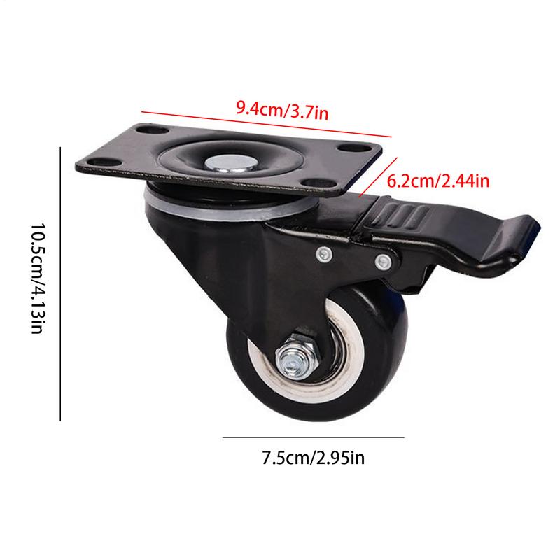 Caster Wheels Industrial Casters Swivel Plate Casters With Brake Furniture Workbench Trolley Wheels Multi-Directional Casters