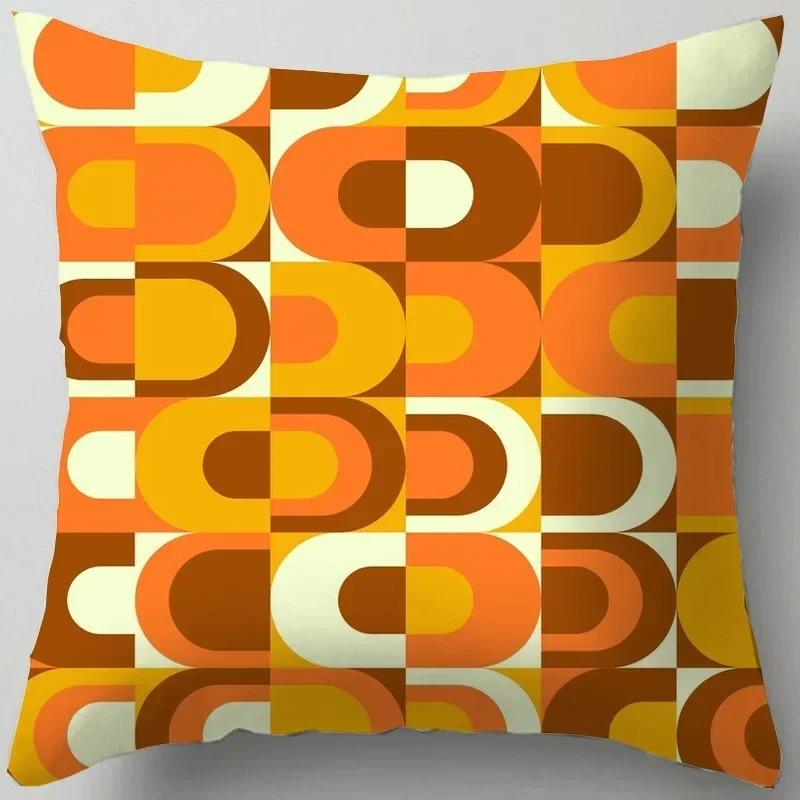 Housse De Coussin Pour Canapé, Décoration Moderne Pour La Maison, Salon, Bureau, Taie D'oreiller Géométrique Orange