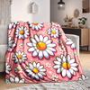 1 leichte Flanelldecke mit Gänseblümchenmuster, bequeme und warme Decke, für Büro, Camping, Sofa, Bett, Wohnzimmer (190 cm)
