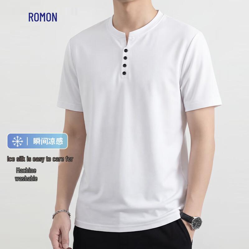 LOMON Men s New Chinese Style Ice Silk Short Sleeve T-Shirt 3XL