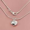 Delicate 925 Silver Heart Pendant Necklace with Snake Chain for Women