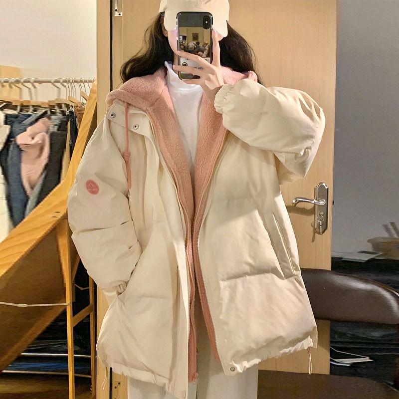 2025 Women's Oversized Down Cotton Jacket - Trendy Thickened Two-Piece Winter Outerwear