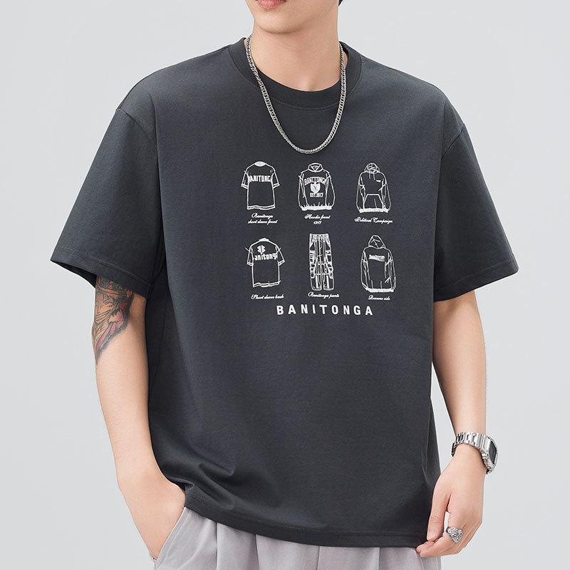 

New Summer High Quality Men s Thin Loose Round Neck Short-sleeved T-shirt 4XL серый