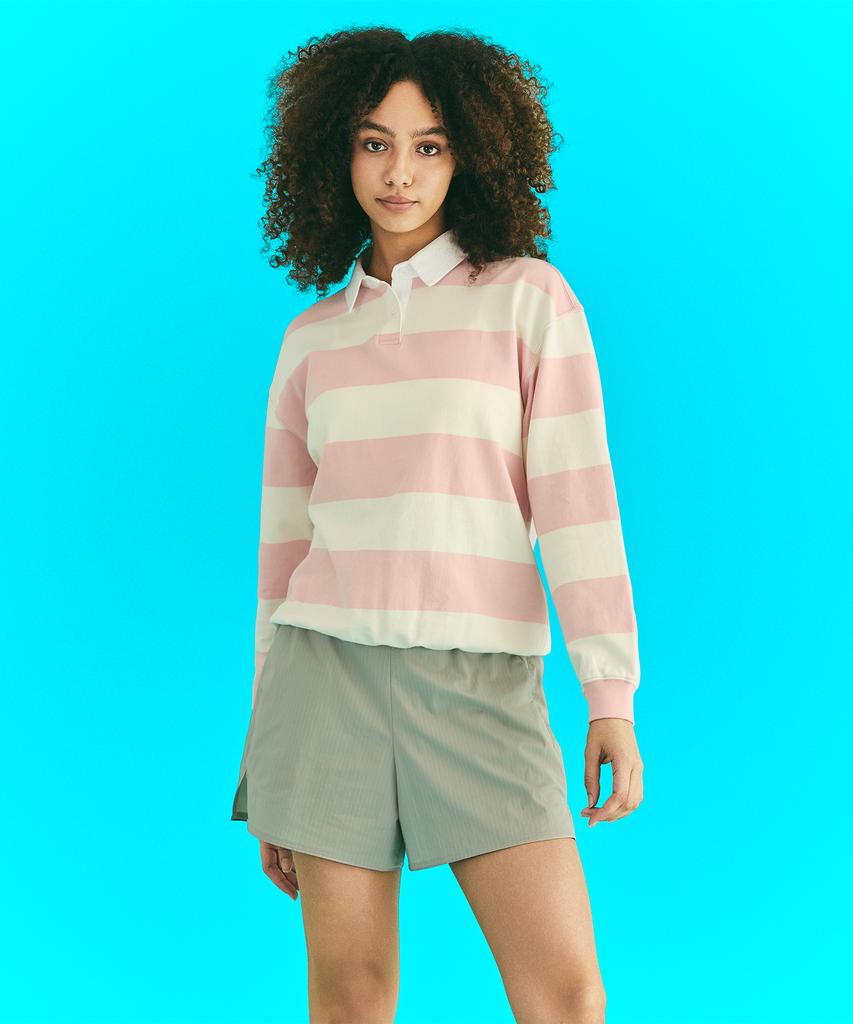 ERER Oxford Collar Stripe T-Shirt Pink