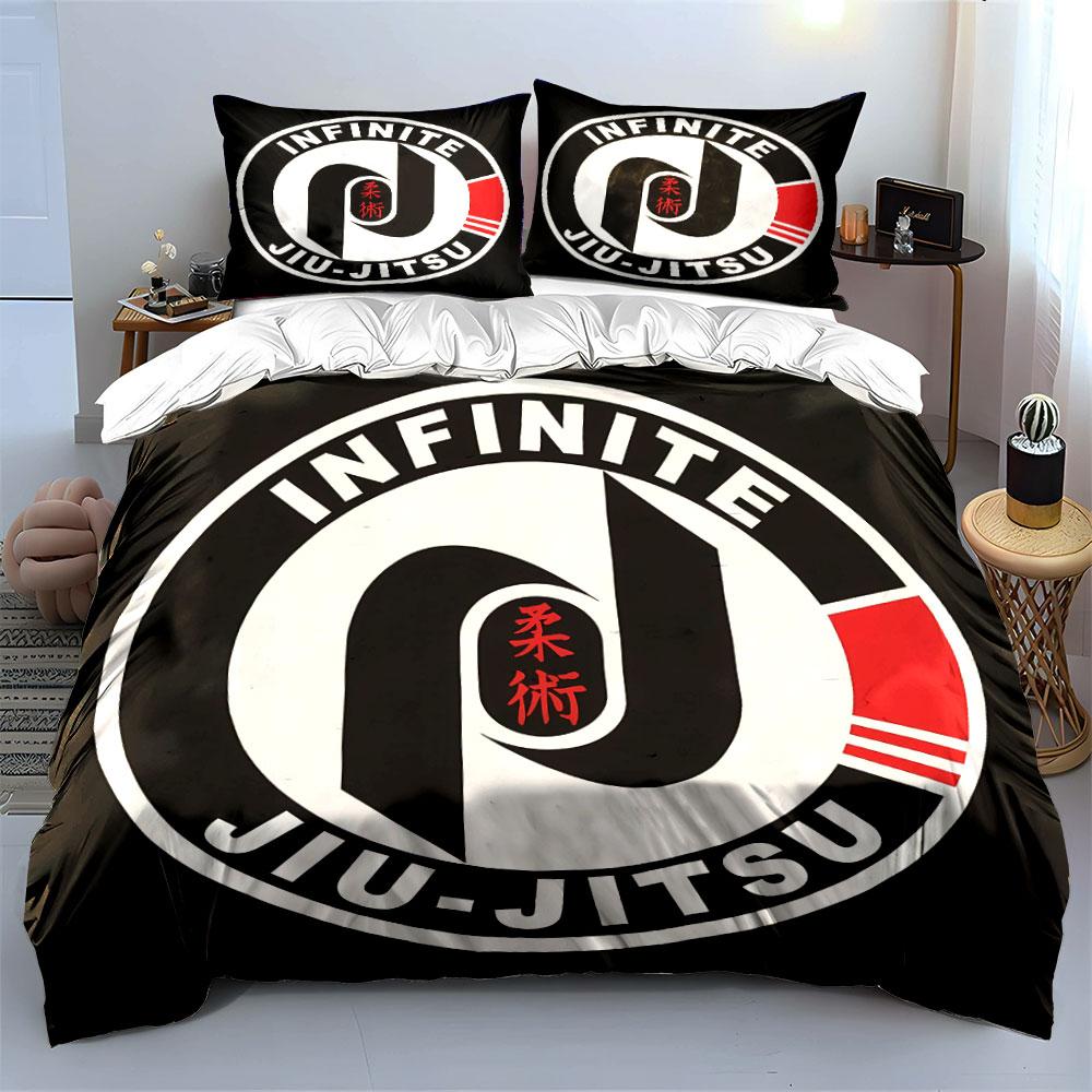 Kreisförmiges "Infinite Jiu-Jitsu" Logo. Bettwäsche-Sets Bettbezug-Sets Bettbezüge Kissenbezüge(1*Bettbezug 2*Kissenbezüge ohne Bettdecke)