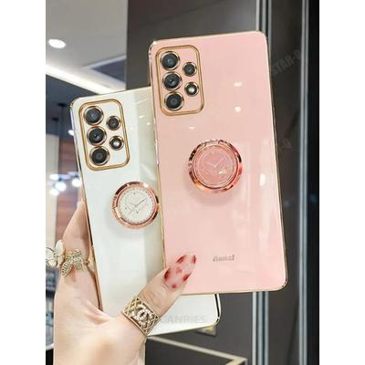 Luxury Ring Holder Case For Samsung Galaxy A53 A13 A23 A52 A32 A72 A73 A12 A51 A71 4G 5G Plating Silicone Cover A 53 33