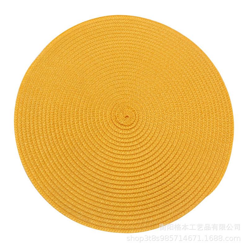 PP material woven placemat round heat insulation mat dining table western food non-slip mat nordic wind fruit plate coffee cup mat