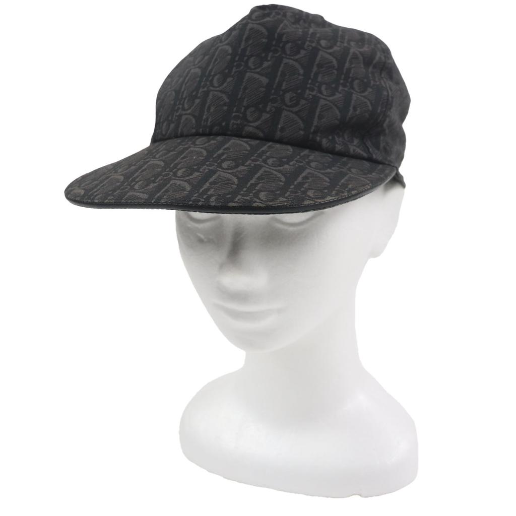 Great DIOR Cap Oblique Leather Baseball Hat Dark Gray Cotton Mens L 933C902H4835 Used