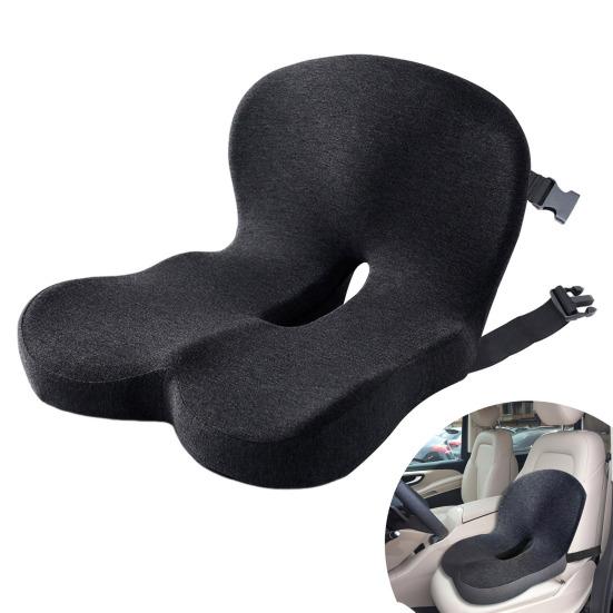 Yousheng Truck Driver Seat Cushion Memory Foam Back Cushion with Adjustable Strap Ergonomic Lumbar Support Cushion for Sciatica Relief Long Drives