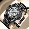 Reloj de Cuarzo para Hombre Negro Esqueleto Hueco Resistente al Agua Reloj para Hombre Deportes al Aire Libre Luminoso Fecha Reloj Masculino Relogios Masculino