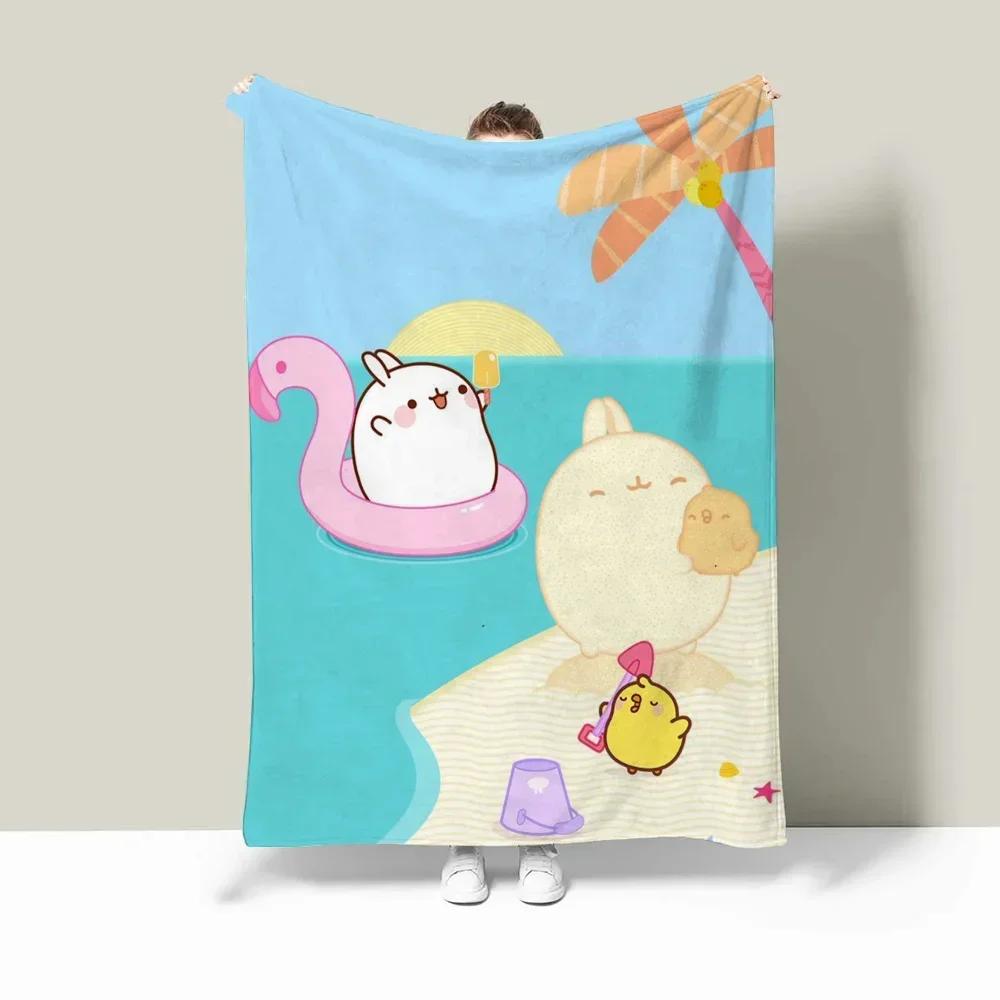 Аниме Плед Моланг Милый Плед для Дивана Роскошное Постельное Белье Покрывала для Кровати Декорация Дивана Пушистый Плед Кобья Колено Мягкий 30x40in