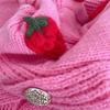 Casual Loose Strawberry Embroidery Thick Fried Dough Twists Single Breasted Knitting Sweater Coat Cardigan Women 3590 KTB