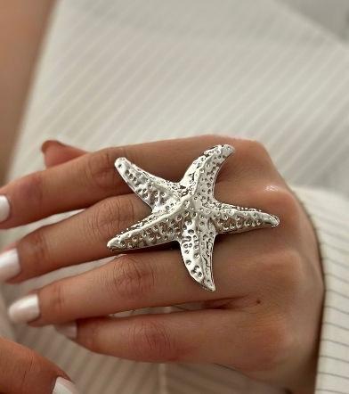 Gold-plated open ring European and American jewelry jewelry seaside conch starfish design exaggerated ring woman