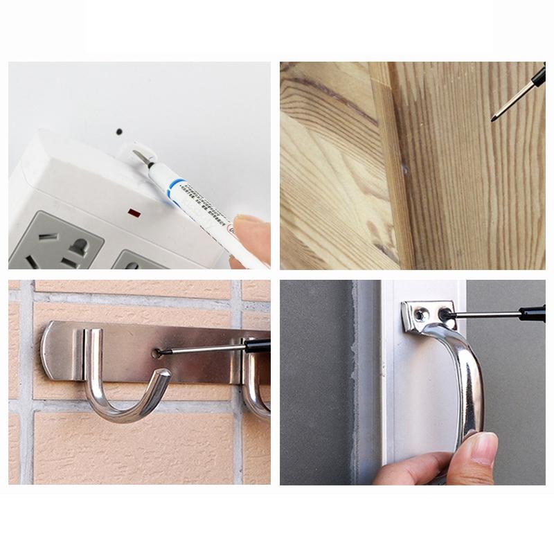 4Pcs Long Head Markers Pen Bathroom Woodworking Decoration Multifunction Deep Hole Marker Pens Pen Red Black Blue Ink