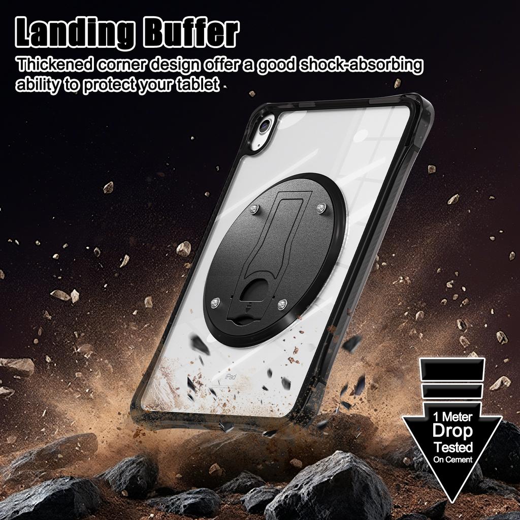 For iPad (2025)/10.9 (2022) Clear Case PC+TPU+Acrylic Kickstand Tablet Back Cover