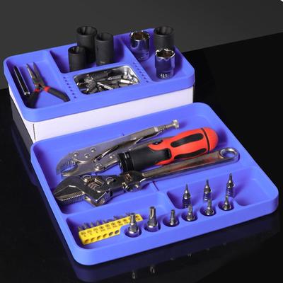 2x Silicone Tool Trays Holder Flexible Anti Slip, Men Gift, Multifunctional for Nuts Bolts Car