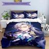 3pcs Genshin Impact Navelette pattern bedding set duvet cover set includes duvet cover &pillowcases, perfect all season bedroom decoration & gift